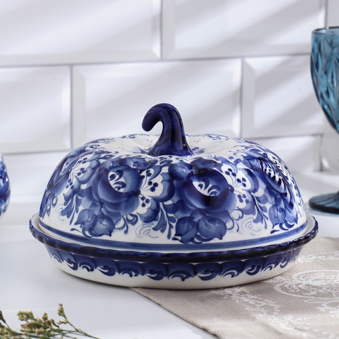 Блюдо «Блинница Тыква», гжель Блюдо «Блинница Тыква», гжель