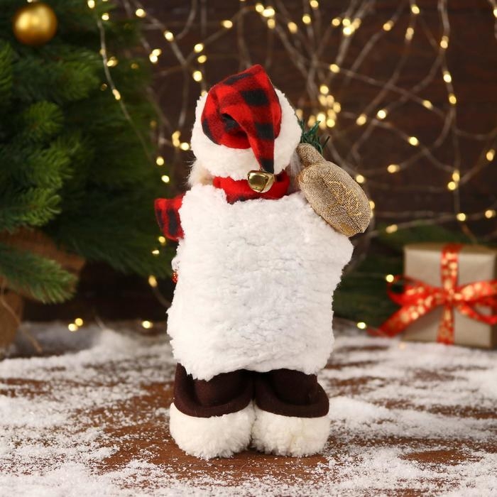 Дед Мороз  Дед Мороз "В клетчатом тулупе, с колокольчиком" двигается, ботинки светятся, 13х28 см