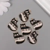 Декор для творчества металл, эмаль "Котик с синтезатором" 2,3х2,2 см Декор для творчества металл, эмаль "Котик с синтезатором" 2,3х2,2 см