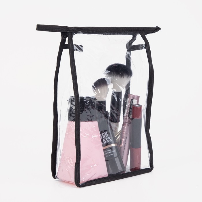 Косметичка на молнии, цвет чёрный/прозрачный