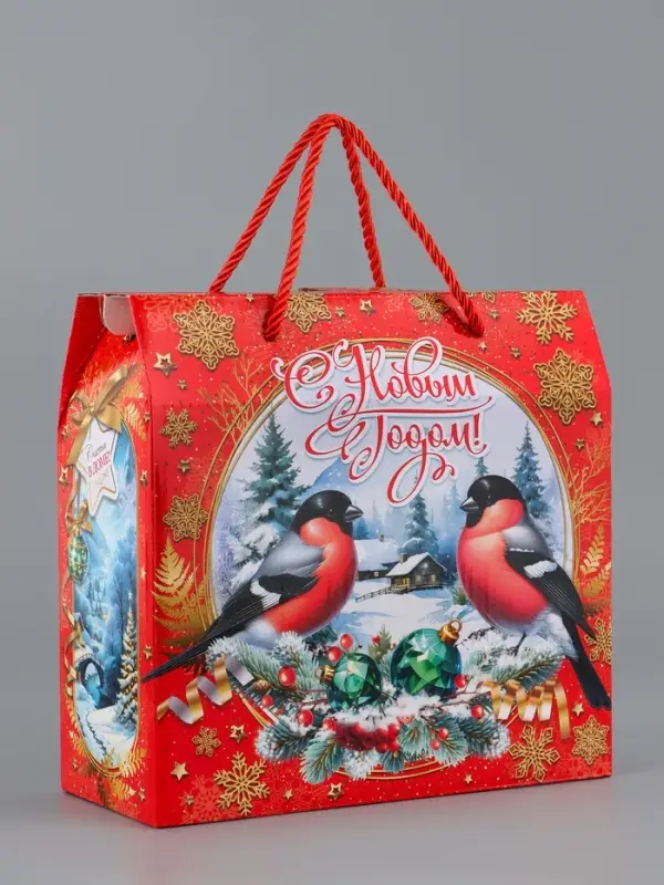 Коробка подарочная складная Коробка подарочная складная "Снегири" 23 х 10 х 23 см