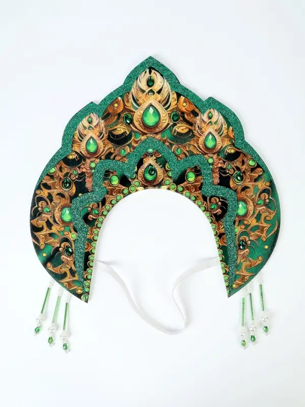 Карнавальный кокошник  Карнавальный кокошник "Хозяйка Медной горы" фетр с блёстками
