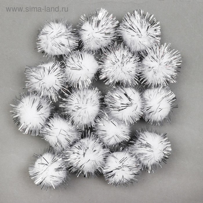 Детали для декора «Бомбошки с блеском», набор 18 шт., размер 1 шт. — 2,5 см, цвет белое серебро Детали для декора «Бомбошки с блеском», набор 18 шт., размер 1 шт. — 2,5 см, цвет белое серебро