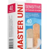Лейкопластырь бактерицидный MASTER UNI Sensitive, нетканая основа, для чувствительной кожи, 40 шт.