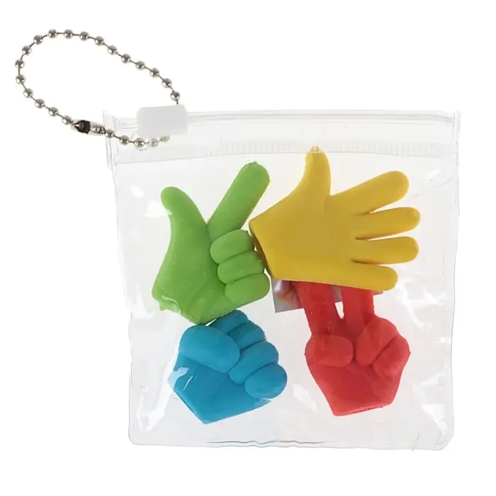 Набор фигурных ластиков &laquo;Жесты&raquo;, 4 штуки, в пакете на зип-молнии