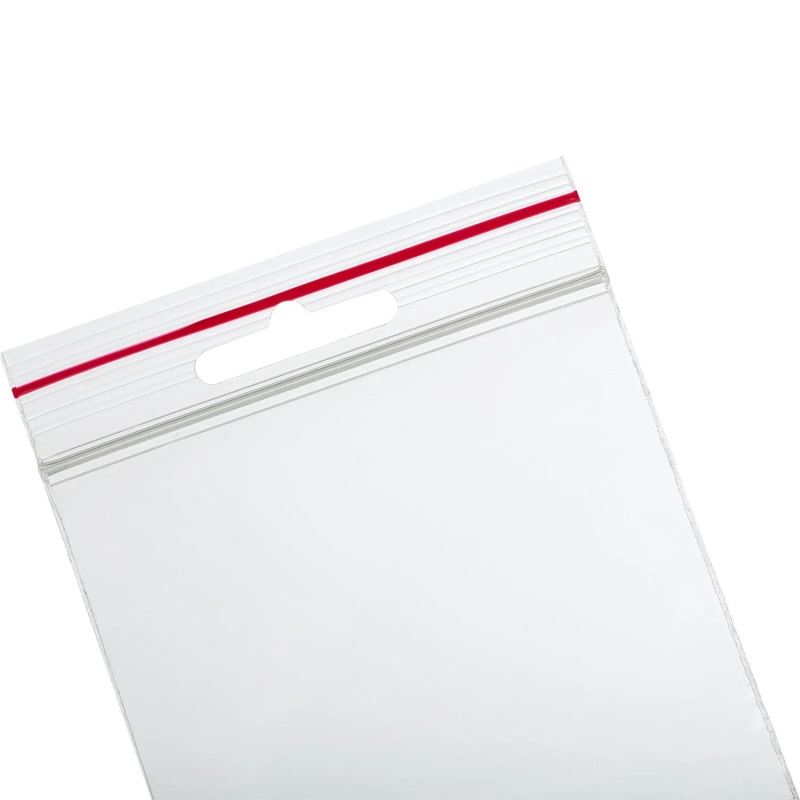 Пакет с замком (Zip Lock) с европодвесом 8 х 12 см, 60 мкм, 100 шт/уп