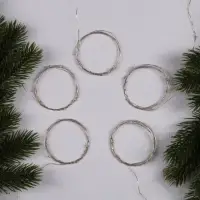 Набор гирлянд &laquo;Нить&raquo; 1 м, роса, 5 шт., IP20, серебристая нить, 10 LED, 3 режима, от батареек AG13&times;3, свечение мульти