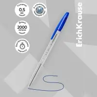 Набор ручек шариковых 4 штуки ErichKrause R-301, узел 1.0 мм, чернила синие, длина линии письма 2000 метров, европодвес
