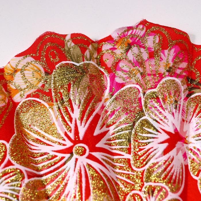 Веер пластик, текстиль  Веер пластик, текстиль "Цветочный рай" широкие лопасти, блёстки МИКС 23 см