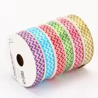 Лента упаковочная для декора и подарков, зигзаг, МИКС, 1.2 см &times; 5 м&plusmn;5%