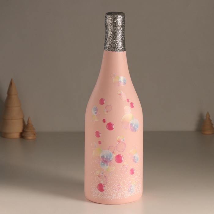 Копилка керамика Копилка керамика "Бутылка шампанского - Игристое настроение" розовая 9,5х9,5х30 см