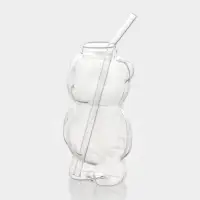 Стакан с трубочкой ToyBear, 340 мл, 9&times;14 см, стекло, прозрачный