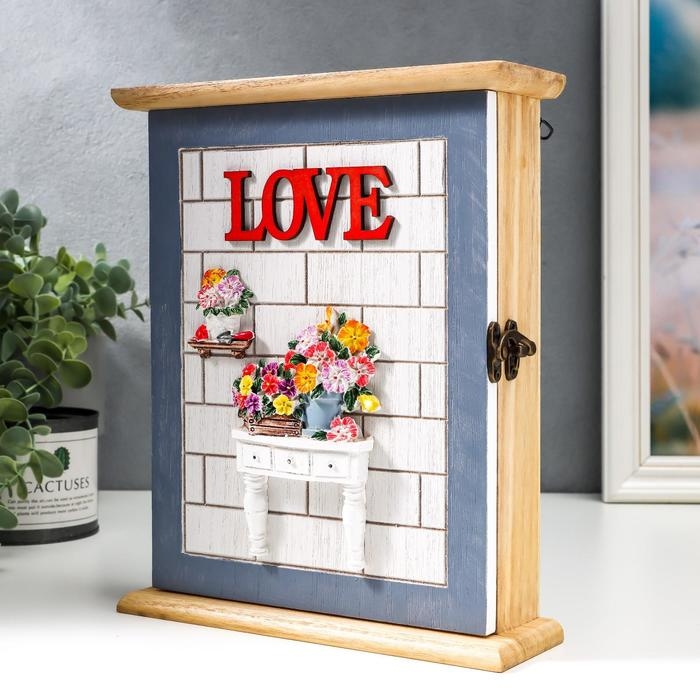 Ключница дерево 6 крючков Ключница дерево 6 крючков "Анютины глазки и консоль" 25х21х7,3 см