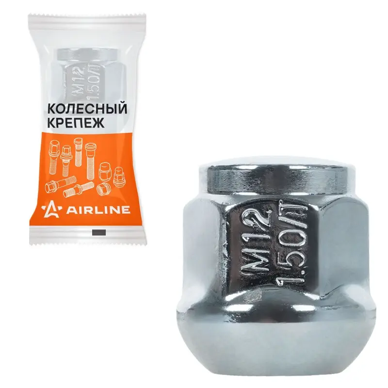 Гайка колесная M12x1,5x25, сфера R12, ключ 19, закрытая, хром, 1 шт для Honda
