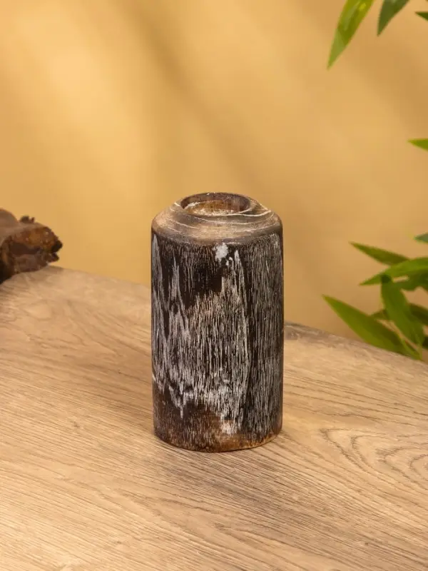 Подсвечник, d=3 см, 8&times;8&times;20 см, дерево джати, тёмно-коричневый