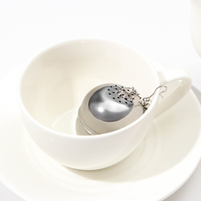 Ситечко для чая Доляна «Овальчик», 4×3,5 см, цвет серебристый Ситечко для чая Доляна «Овальчик», 4×3,5 см, цвет серебристый