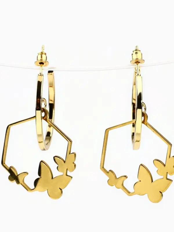 Серьги кольца с подвесом бабочками &laquo;Самой особенной&raquo;, 3 см