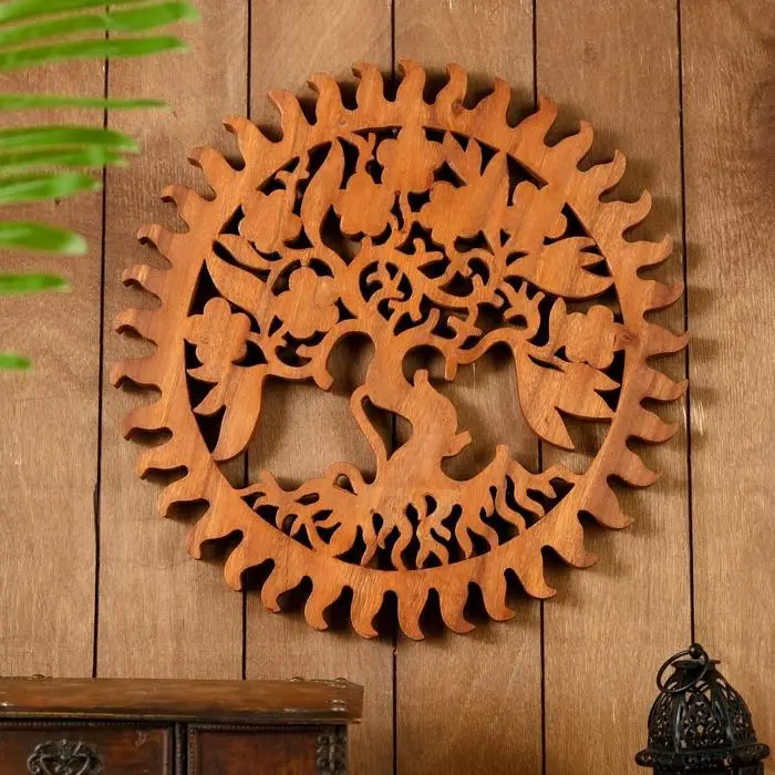 Панно резное дерево  Панно резное дерево "Райское дерево" 40х40х2 см