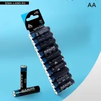 Батарейка алкалиновая (щелочная) Luazon, AA, LR6, блистер, 10 штук