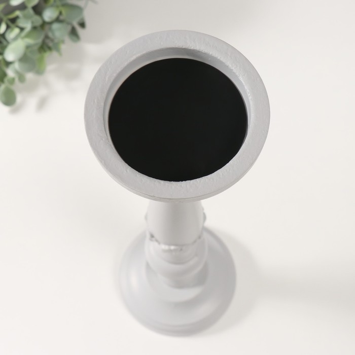 Подсвечник дерево на 1 свечу Подсвечник дерево на 1 свечу "Колонна цветочная" светло-серый 10х10х37 см