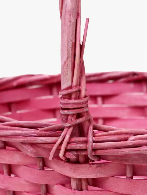 Корзина плетеная ива 28 х 20 х 11 см ручка 14 см, розовый
