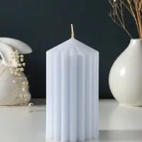 Свеча-цилиндр 7х14 см, 370 гр, рифлёная, лаванда Свеча-цилиндр 7х14 см, 370 гр, рифлёная, лаванда