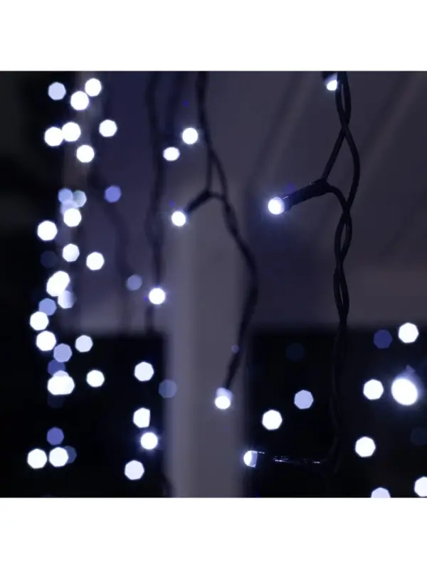 Гирлянда &laquo;Бахрома&raquo; 3&times;0.6 м, IP44, УМС, тёмная нить, 160 SMD-LED, свечение белое, 220 В