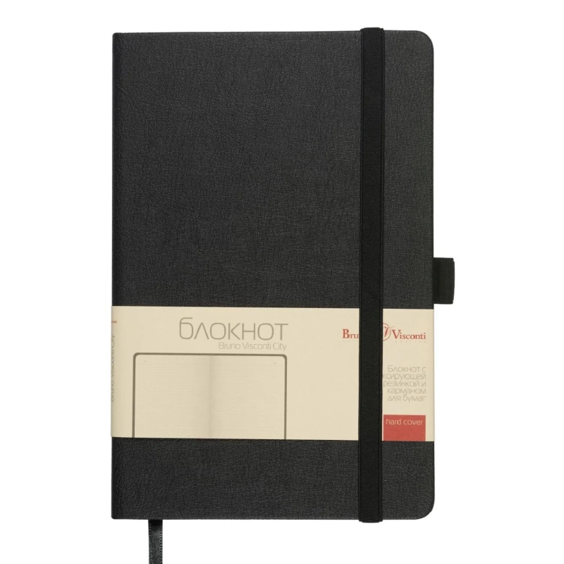 Блокнот А5 80л Bruno Visconti CITY на резинке черный 3-698/02