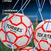 Сетка для переноски мячей ONLYTOP, на 10 мячей, нить 6 мм, 1.2 м, бело-синяя