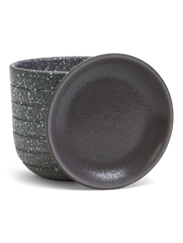 Горшок цветочный  с поддоном 0,8 л, серый керамика  Горшок цветочный  с поддоном 0,8 л, серый керамика "Пряности" (М)