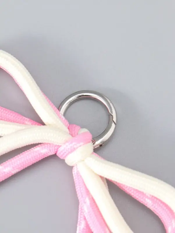 Брелок на карабине "Двойной бант" розово-белый 20х9,5х1 см