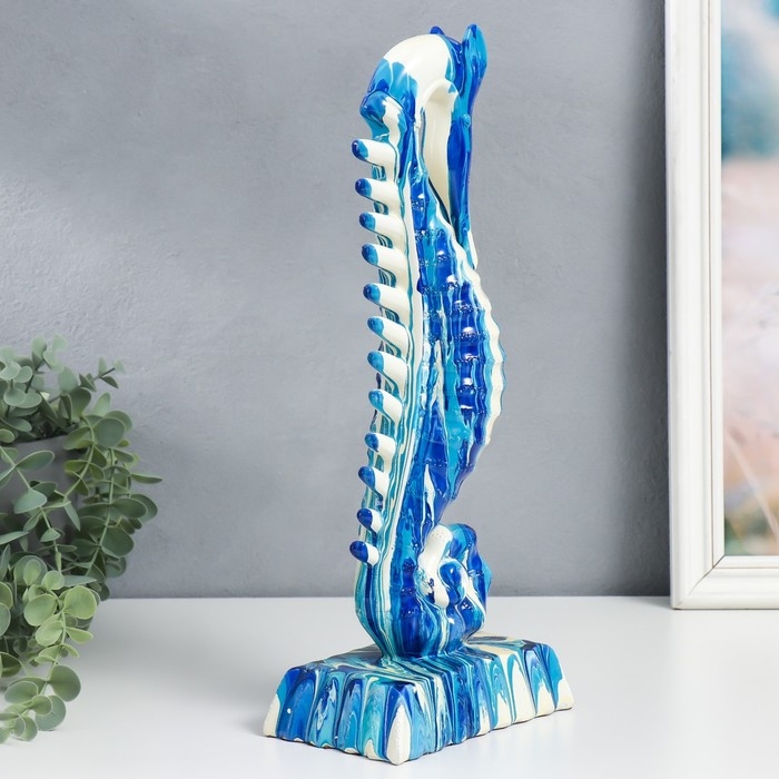 Сувенир полистоун Сувенир полистоун "Морской конёк" разводы краски, голубой 10х15,5х37,2 см