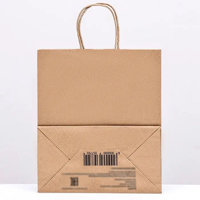 Пакет бумажный крафт 90 г/м&sup2;, круглая ручка 22&times;12&times;25 см