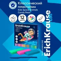Пластилин 12 цветов 216 г ErichKrause "Kids Space Animals Candy Pearl", плавающий, перламутровый, со стеком