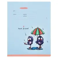 Тетрадь 12 листов в клетку на скрепке "Эксклюзив. Путешествие птенцов", обложка мелованный картон, выборочный УФ-лак, МИКС