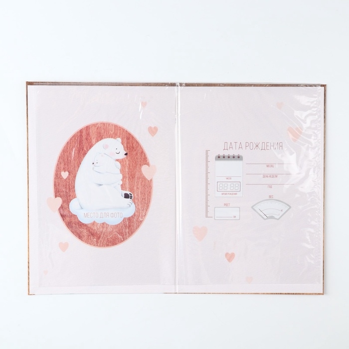 Папка для свидетельства о рождении Папка для свидетельства о рождении "Мама и малыш", медведи, 23 х 17 см