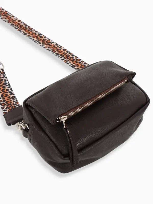 Сумка женская кросс-боди TEXTURA на молнии, 21&times;7&times;13 см, тёмно-коричневая