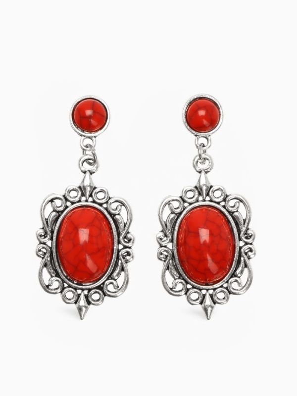 Серьги «Капля» винтаж, красные в чернённом серебре Серьги «Капля» винтаж, красные в чернённом серебре