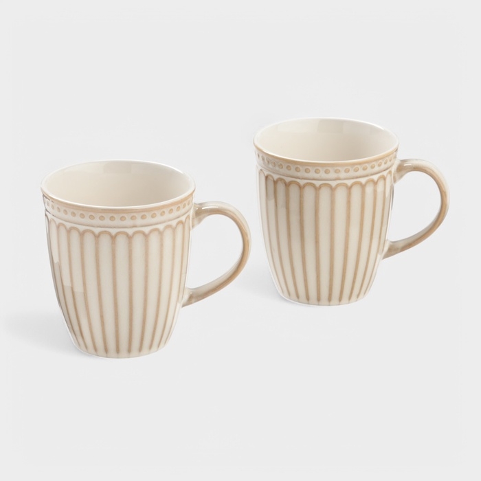 Набор кружек 2 шт Доляна  Набор кружек 2 шт Доляна "Винтаж" 350 мл,12х9х10 см, цвет бежевый