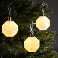 Набор ёлочных шаров &laquo;Изморозь&raquo;, 3 шт., d=7.5 см, 3 LED, от батареек AG13&times;9, свечение тёплое белое