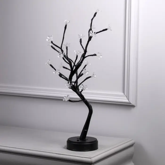 Светодиодный куст &laquo;Цветы&raquo; 45 см, 24 LED, постоянное свечение, от батареек AAx3, USB, свечение тёплое белое