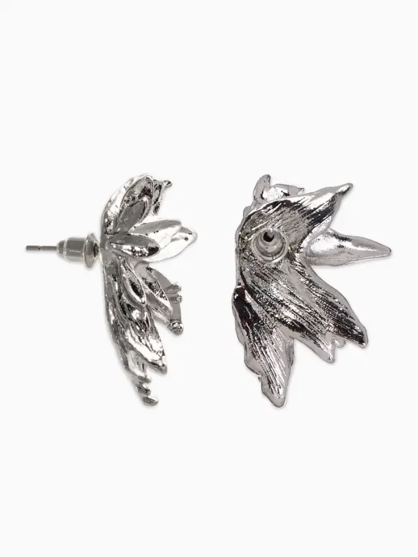 Серьги металл Серьги металл "Цветы половинки", цвет серебро