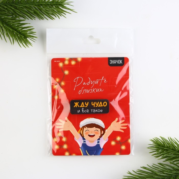 Значок новогодний «Новый год: радуйте близких» 4 х 1,5 см