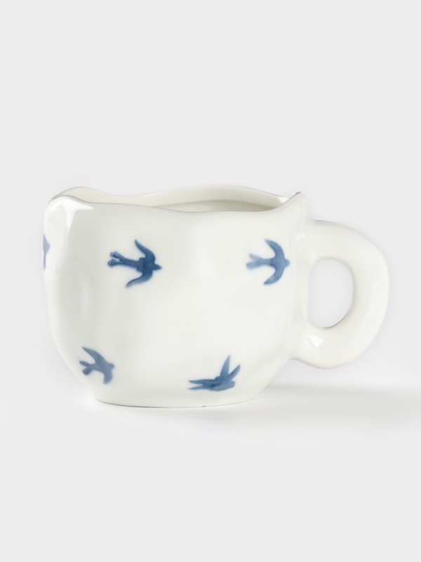 Чайная пара Доляна «Ласточки», чашка 220 мл, блюдце d=16 см, ручная роспись, керамика, белая Чайная пара Доляна «Ласточки», чашка 220 мл, блюдце d=16 см, ручная роспись, керамика, белая