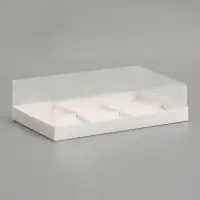 Коробка для муссовых пирожных 6 штук, 26&times;17&times;6 см, белый