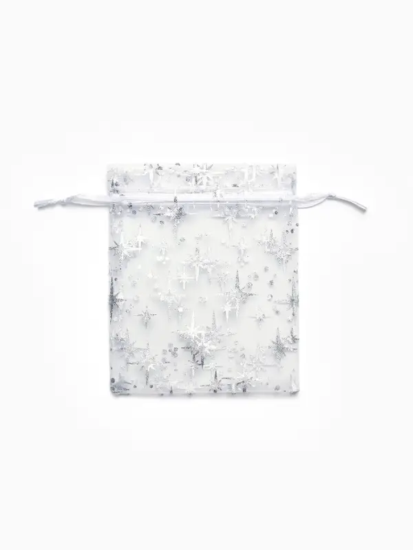 Набор мешочков подарочных 100шт.  "Звёздное сияние", 10*12, цвет белый с серебром (4621386)   109488