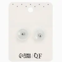 Серьги со стразами "Квадрат" 12*12мм, цвет белый в серебре