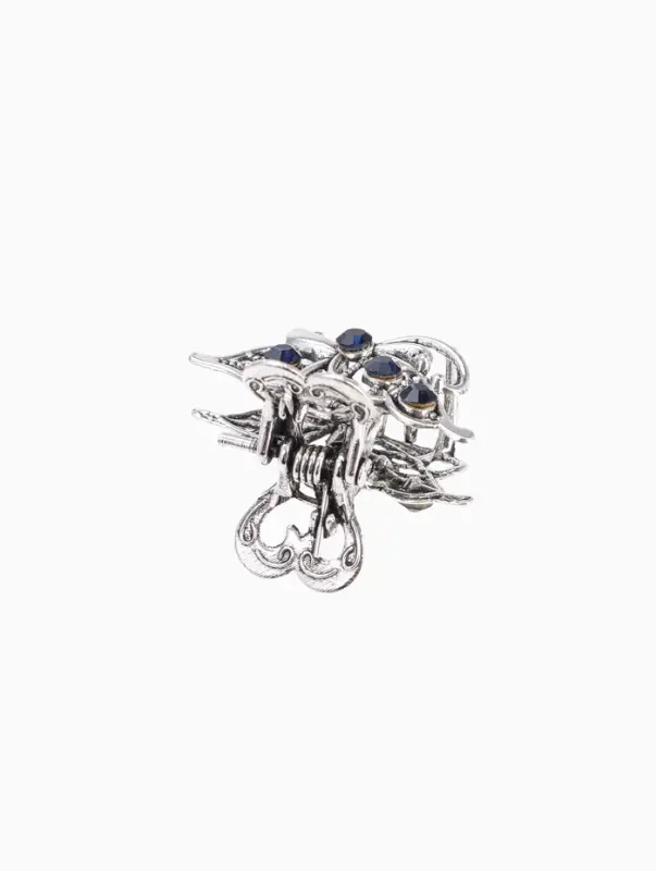 Крабик для волос &laquo;Синий туман&raquo;, крыло бабочки, 2.5 см, серебристый