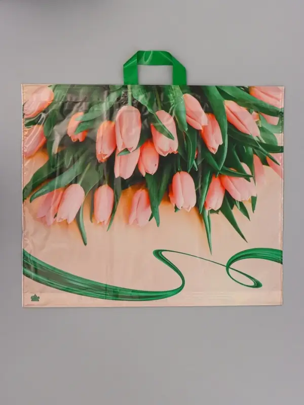 Пакет подарочный Райские тюльпаны 50 х 60 см 60 мкм