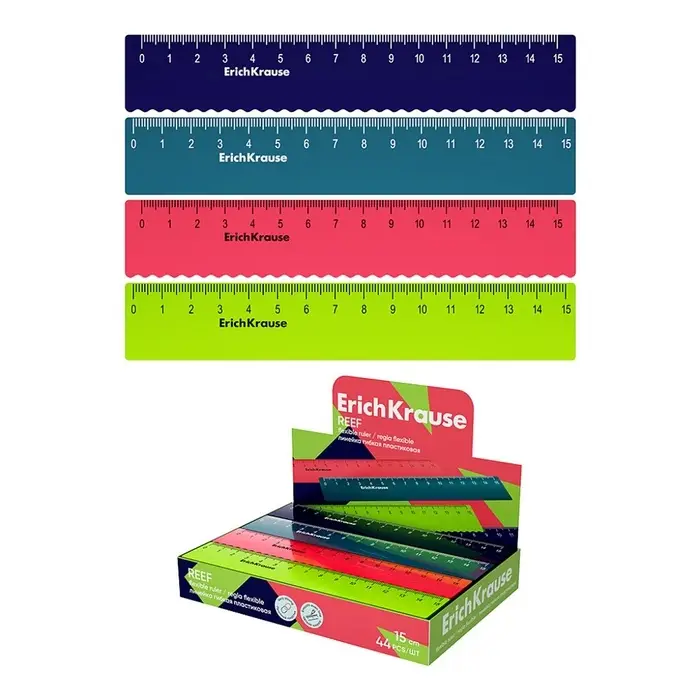 Линейка 15 см, ErichKrause Reef, МИКС
